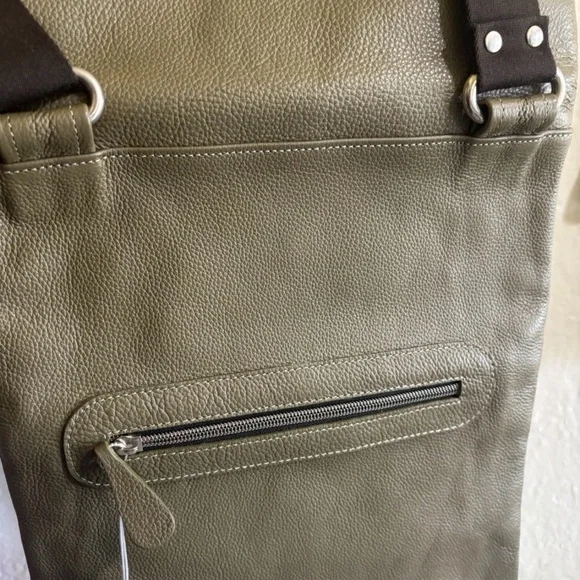 Ruxx Slouch Bag Mushroom Green Italian leathers Adjustable Strap - Picture 8 of 9